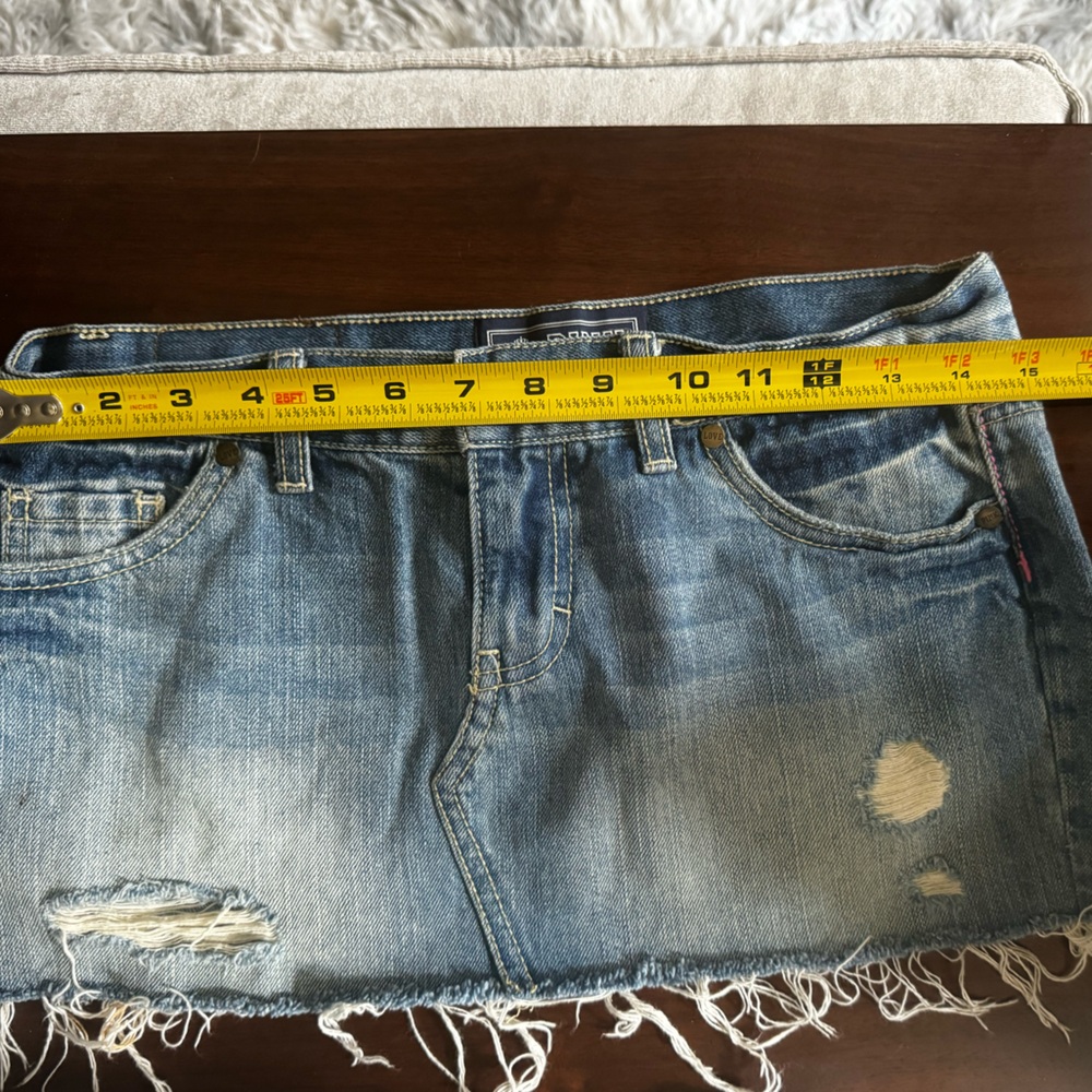 NWOT size 0 Vintage PINK Victoria's Secret Distressed Denim Extra Mini Skirt - Picture 6 of 8
